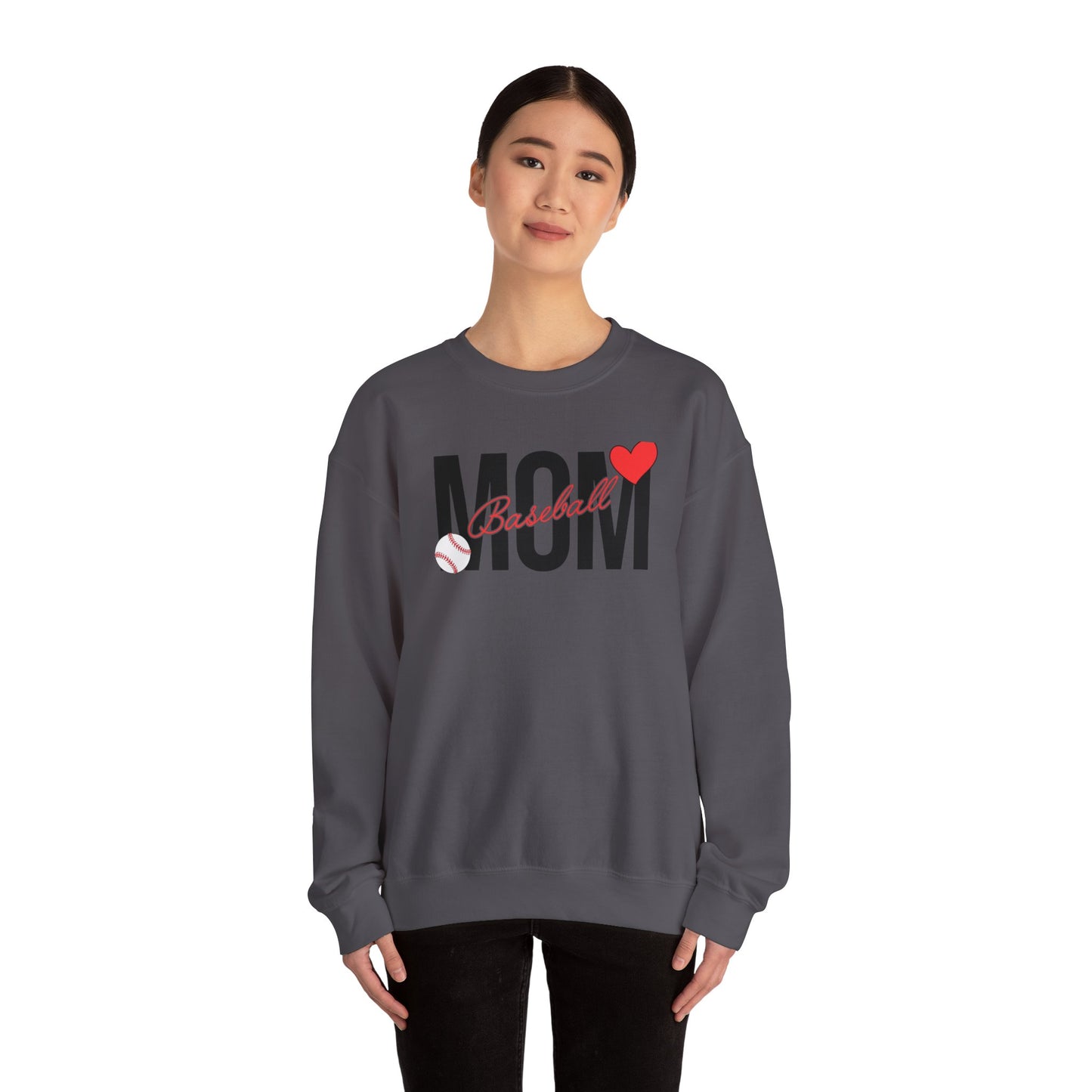 Baseball Mom Heart Unisex Heavy Blend™ Crewneck Sweatshirt
