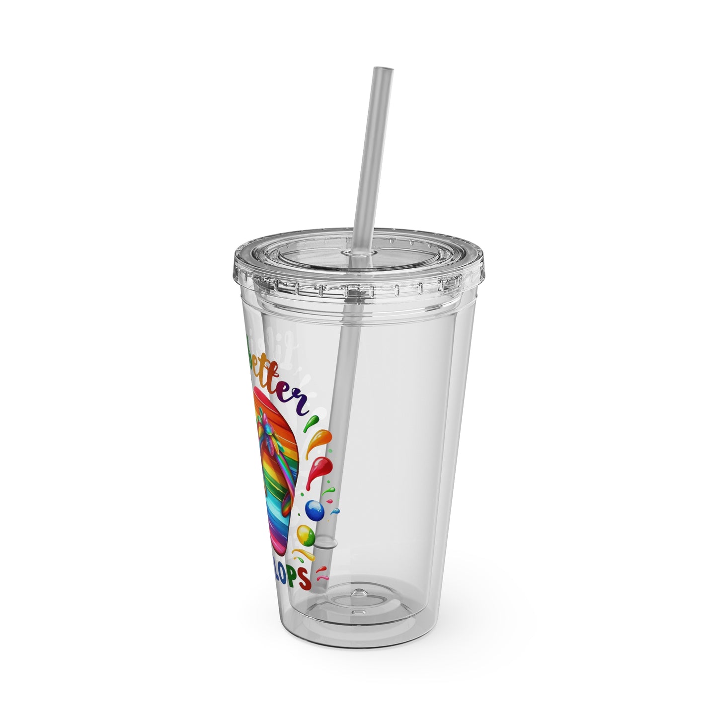 Life is Better in Flip Flops Sunsplash Tumbler with Straw, 16oz