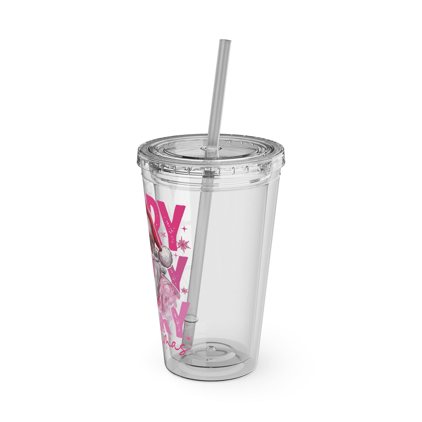 Merry Santa Sunsplash Tumbler with Straw, 16oz