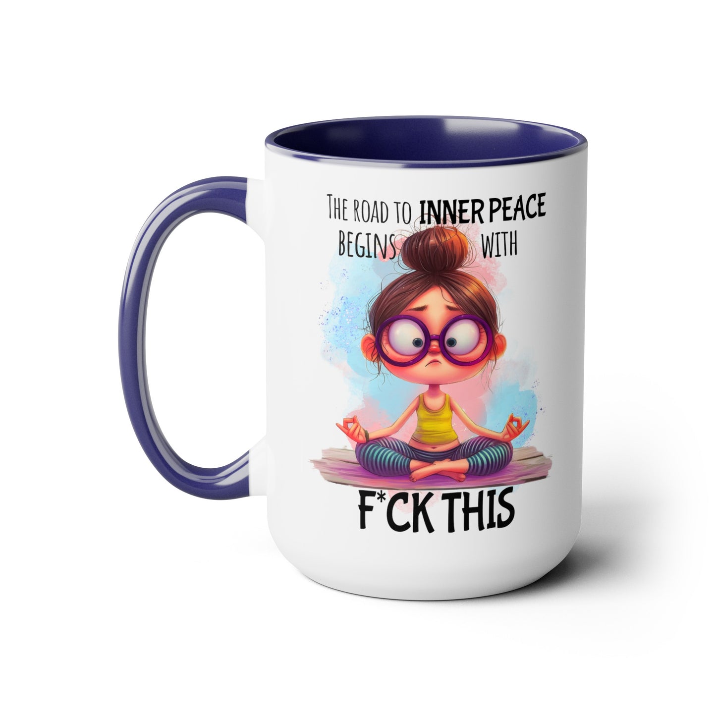 Road to Inner Peace Two-Tone Coffee Mugs, 15oz