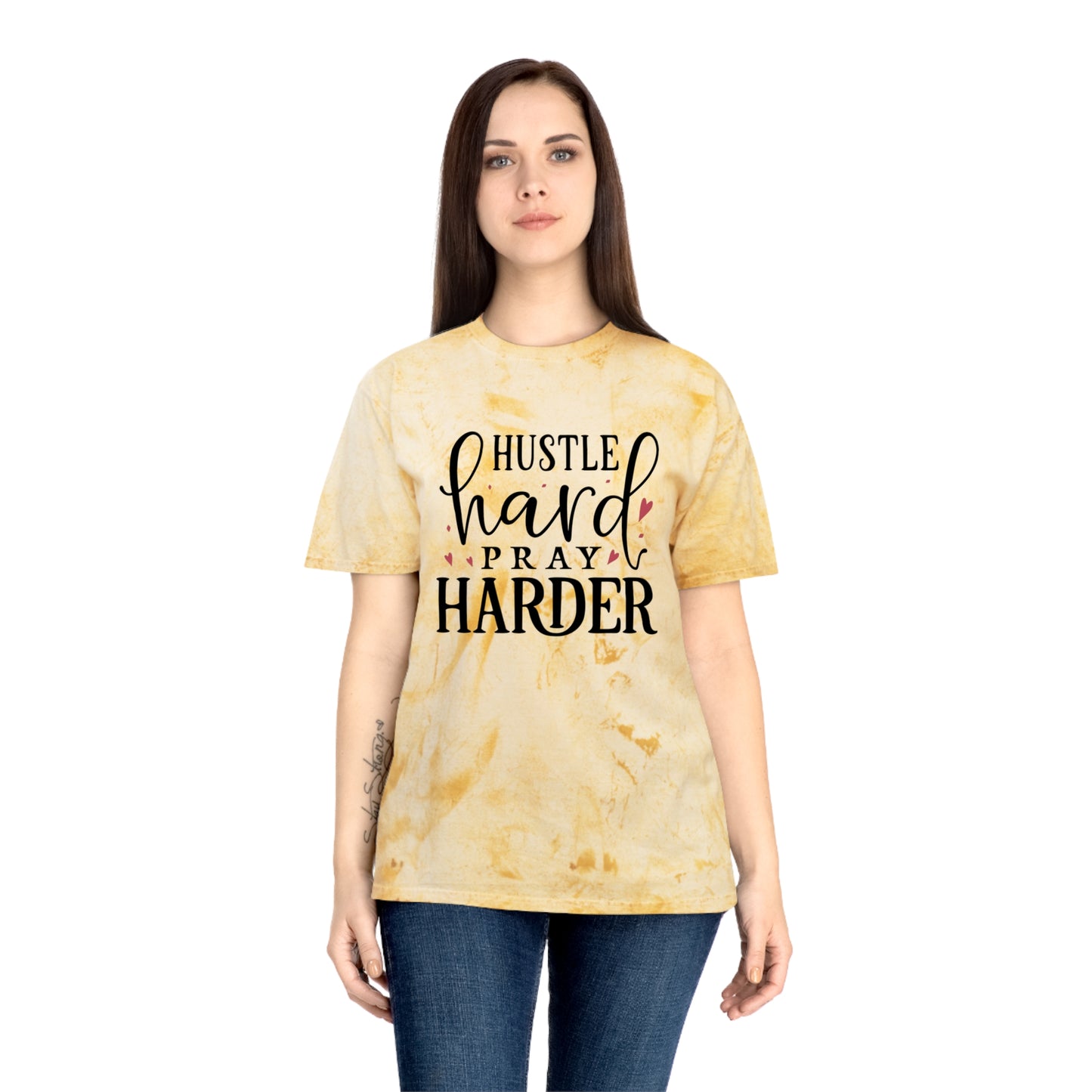 Hustle Hard Prayer Harder Unisex Color Blast T-Shirt