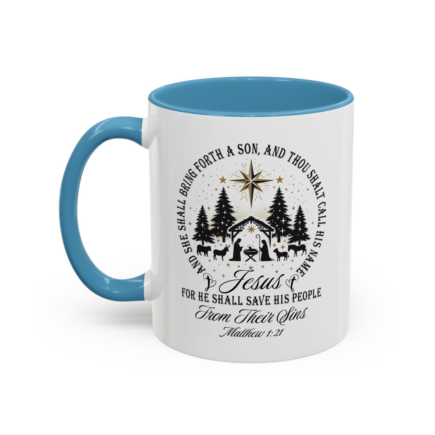 Matthew 1:21 Accent Coffee Mug (11, 15oz)