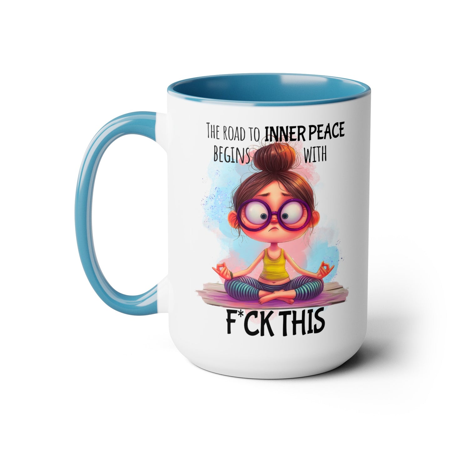 Road to Inner Peace Two-Tone Coffee Mugs, 15oz