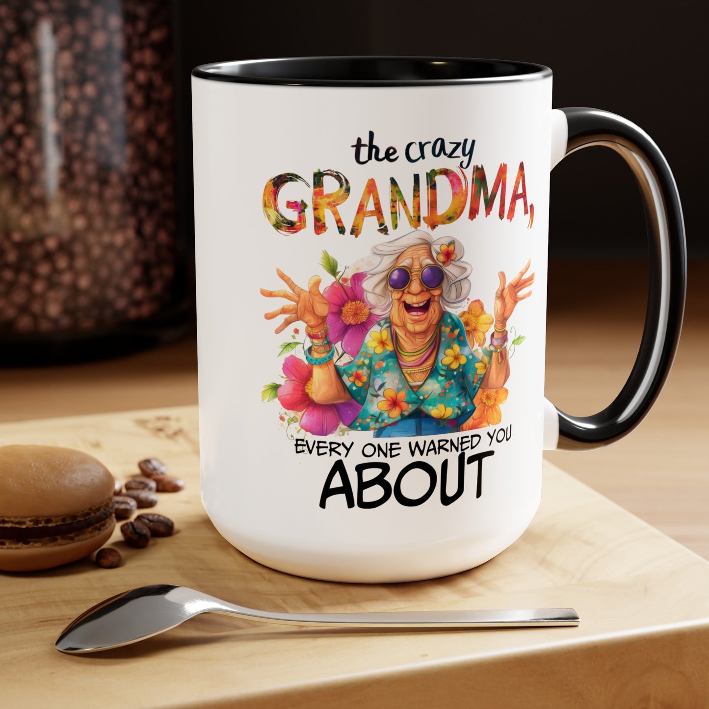 Crazy Grandma Two-Tone Coffee Mugs, 15oz