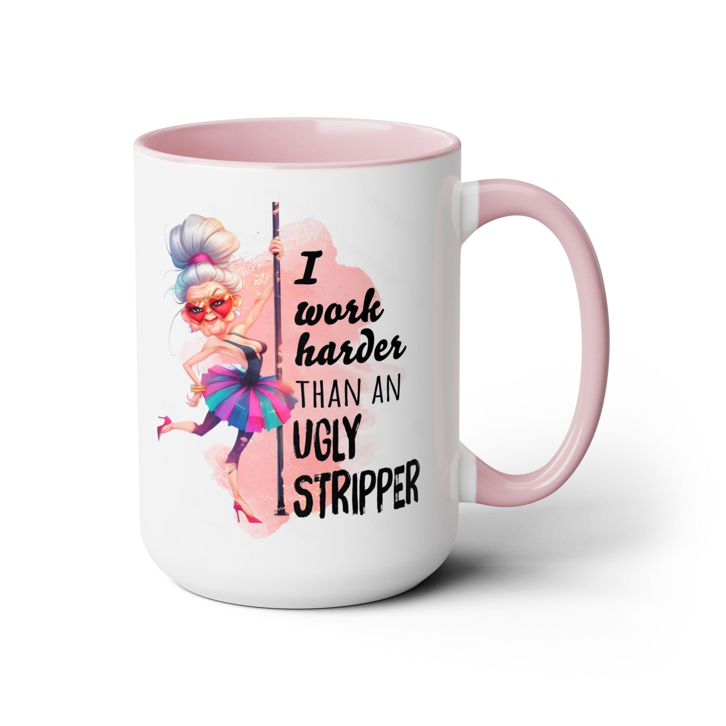 Work Harder Two-Tone Coffee Mugs, 15oz
