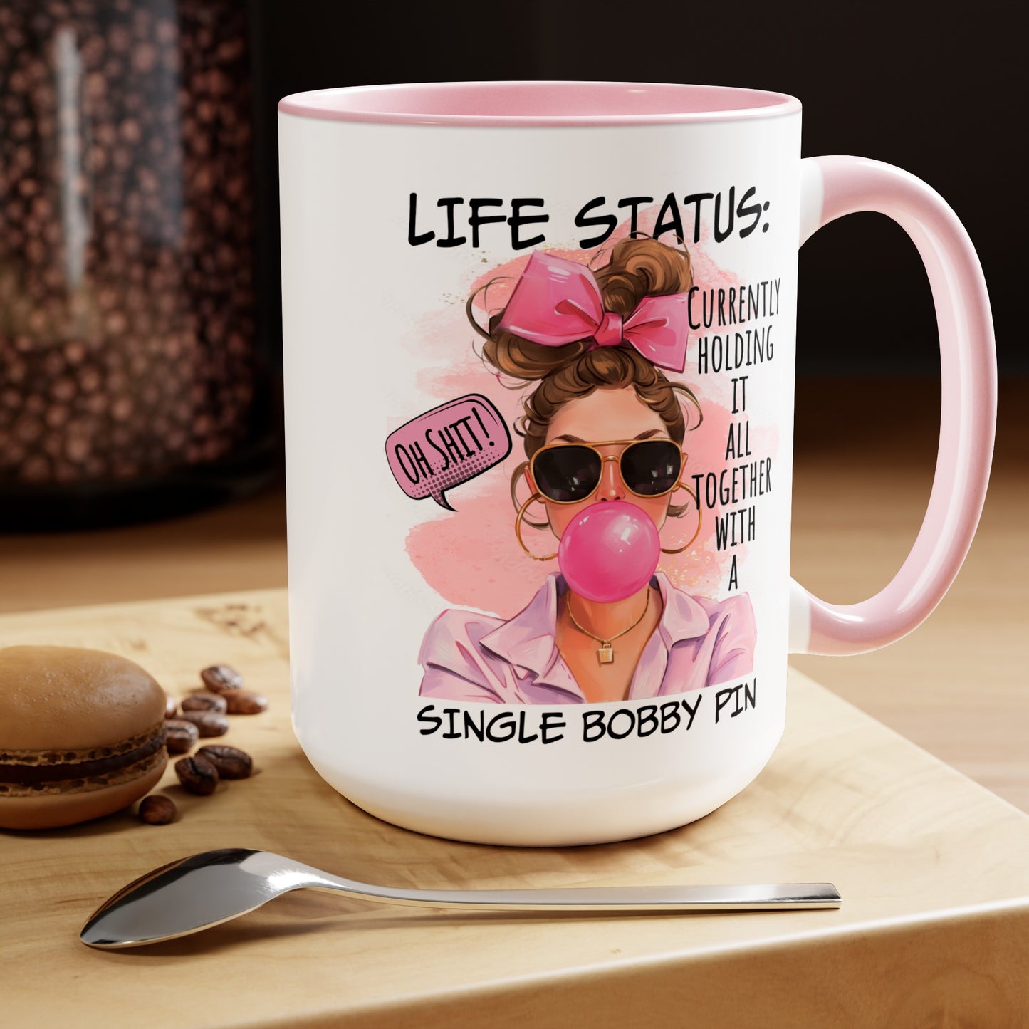 Life Status Two-Tone Coffee Mugs, 15oz