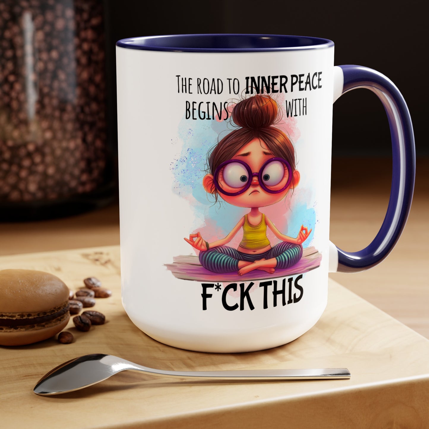 Road to Inner Peace Two-Tone Coffee Mugs, 15oz