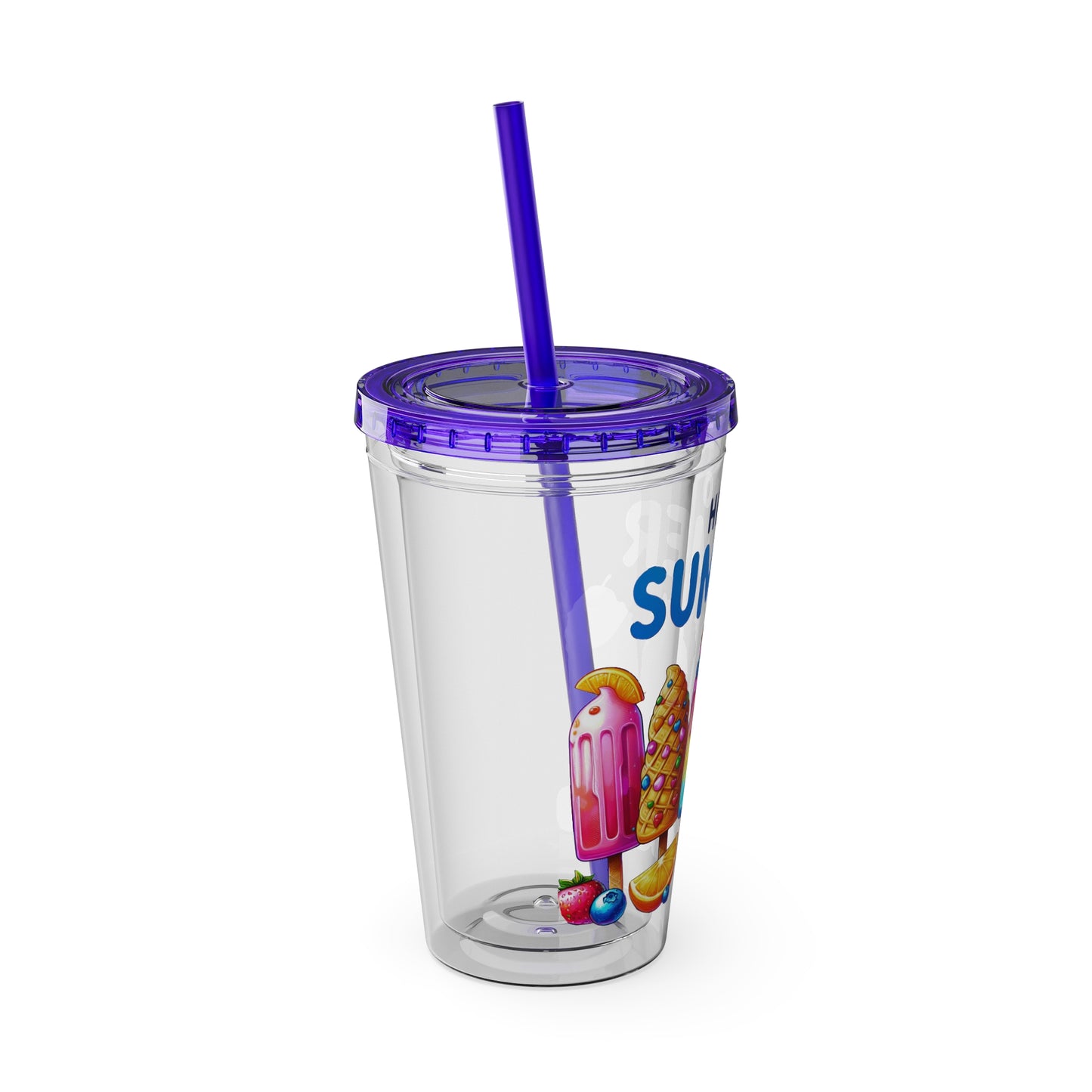 Hello Summer Sunsplash Tumbler with Straw, 16oz