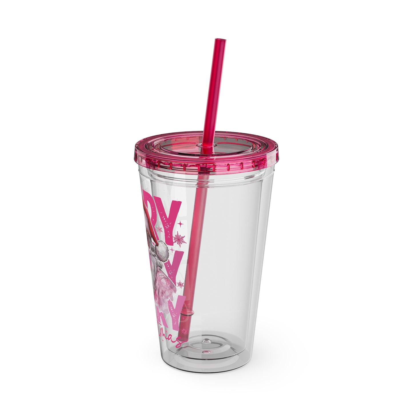 Merry Santa Sunsplash Tumbler with Straw, 16oz