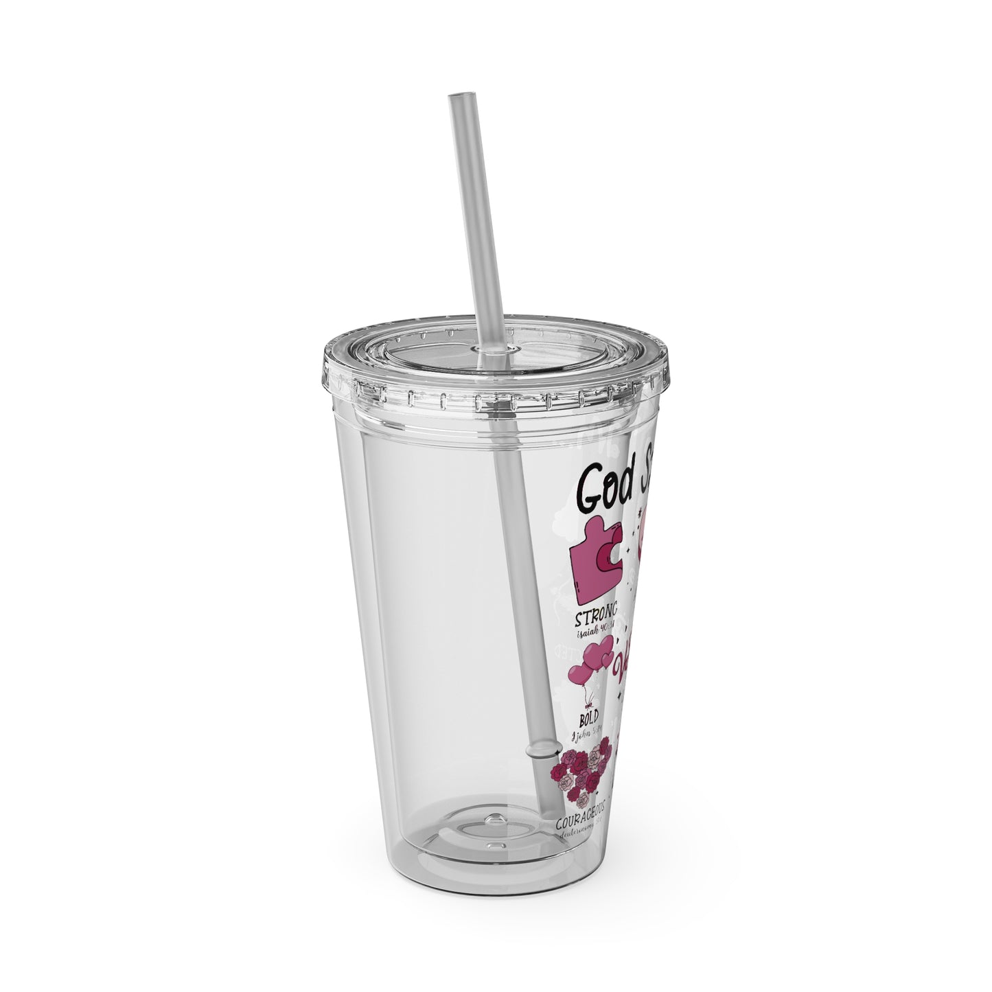 God Says I Am Sunsplash Tumbler with Straw, 16oz