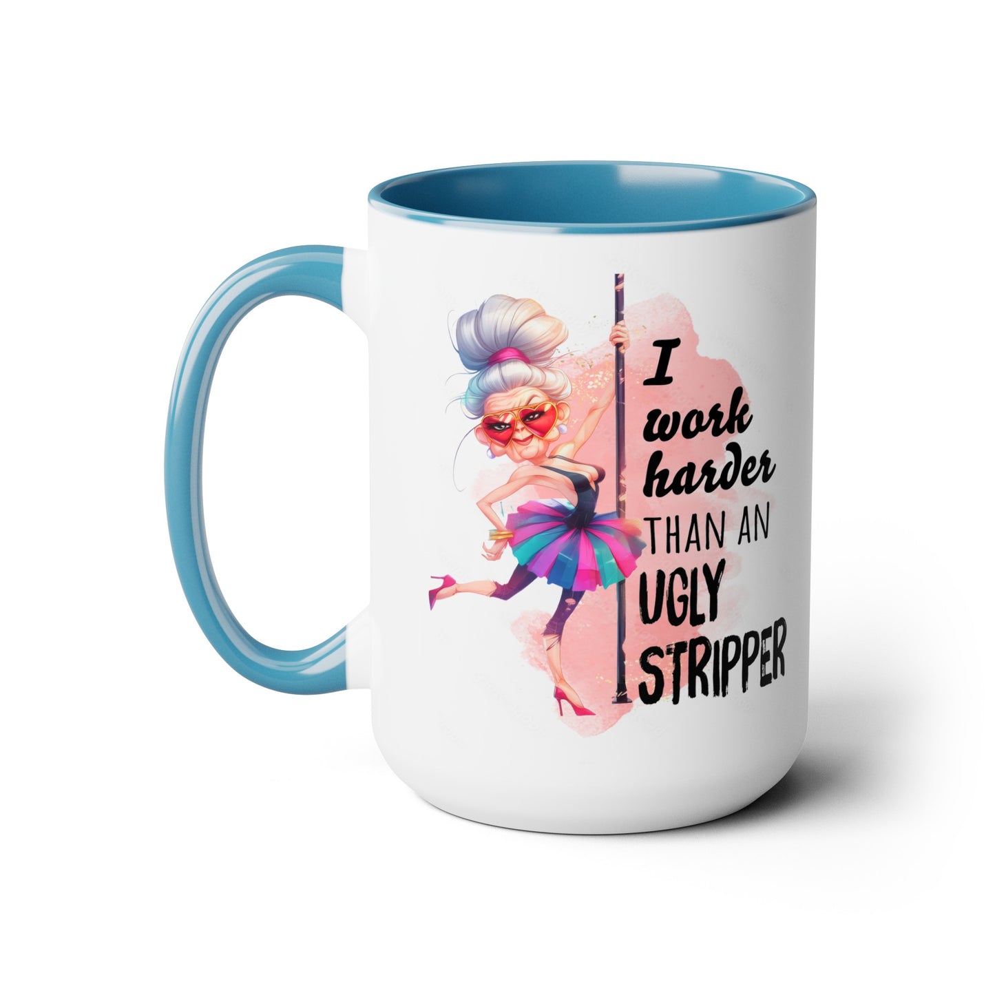 Work Harder Two-Tone Coffee Mugs, 15oz