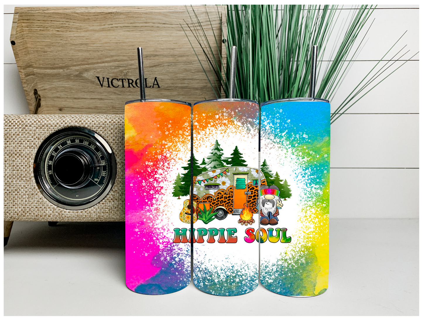 Rainbow Hippie Soul Camper Tumbler