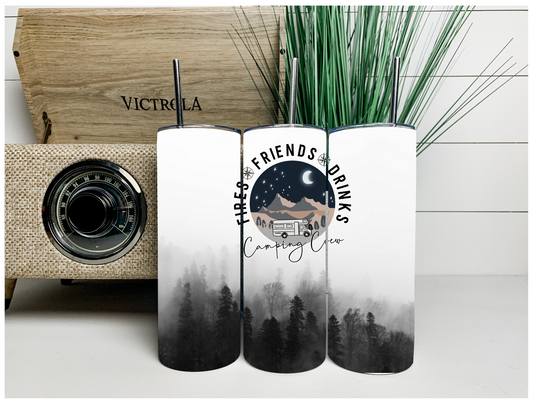 Fires, Friends, Drinks, Camping Crew Tumbler