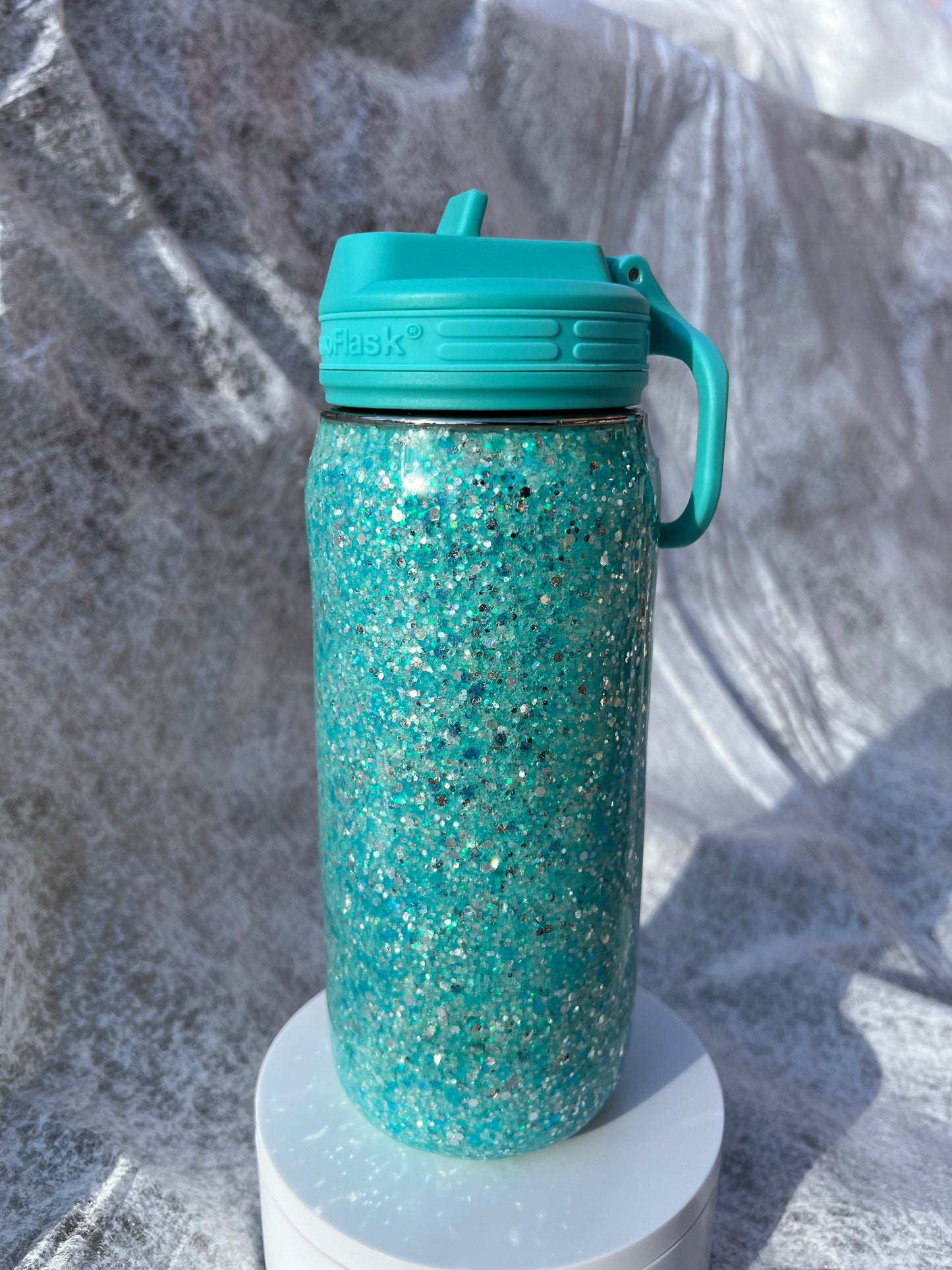 Teal Glitter 16 ounce Waterbottle