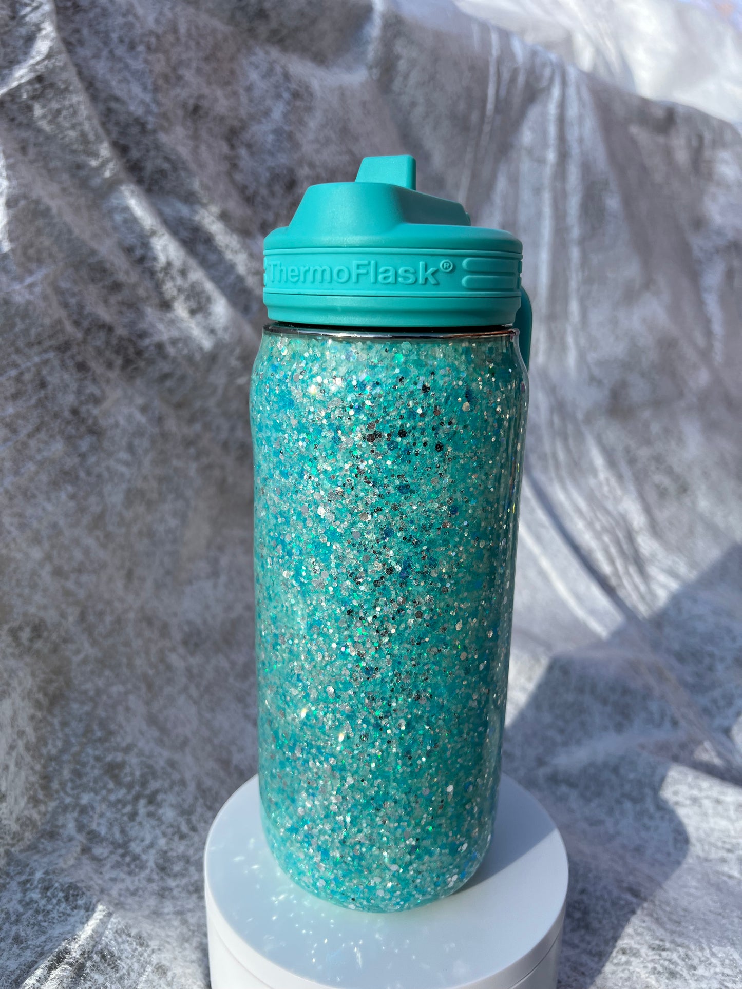 Teal Glitter 16 ounce Waterbottle