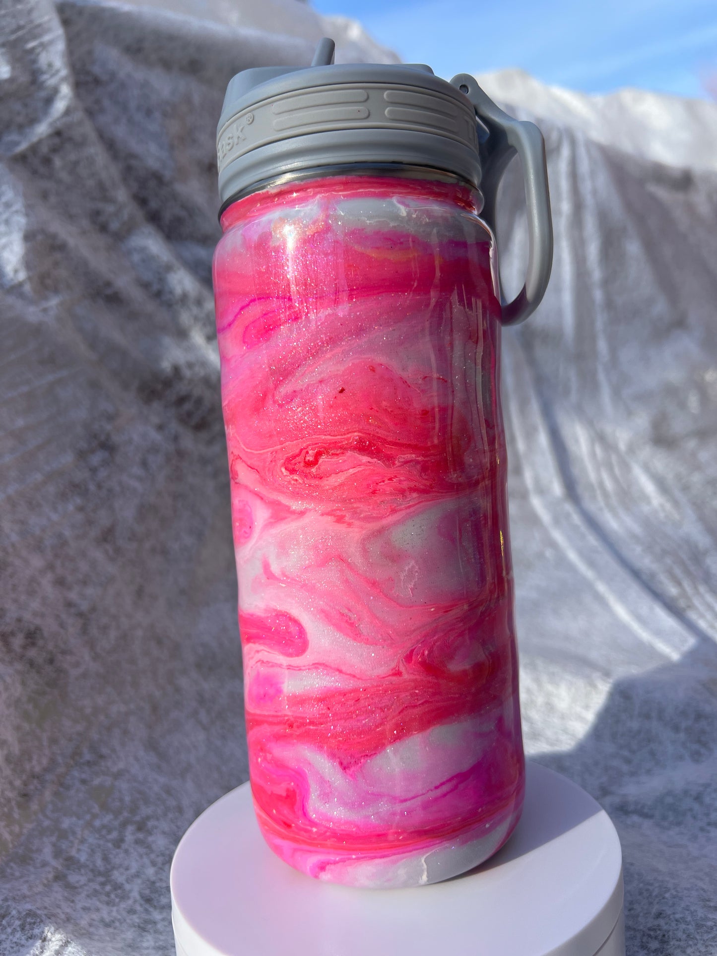 Pink Alcohol Ink 16 ounce Waterbottle