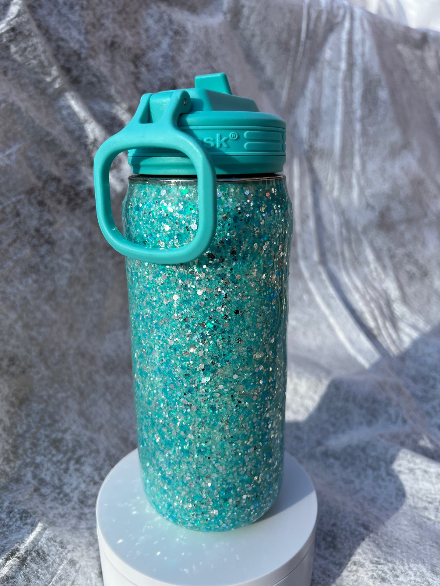 Teal Glitter 16 ounce Waterbottle