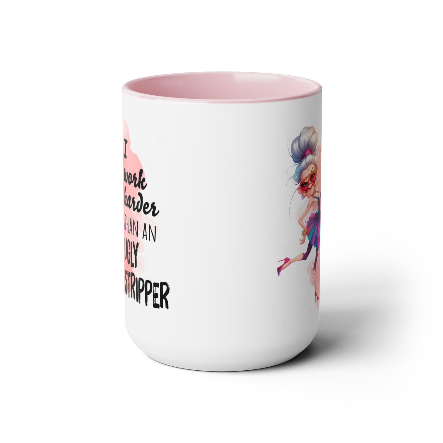 Work Harder Two-Tone Coffee Mugs, 15oz