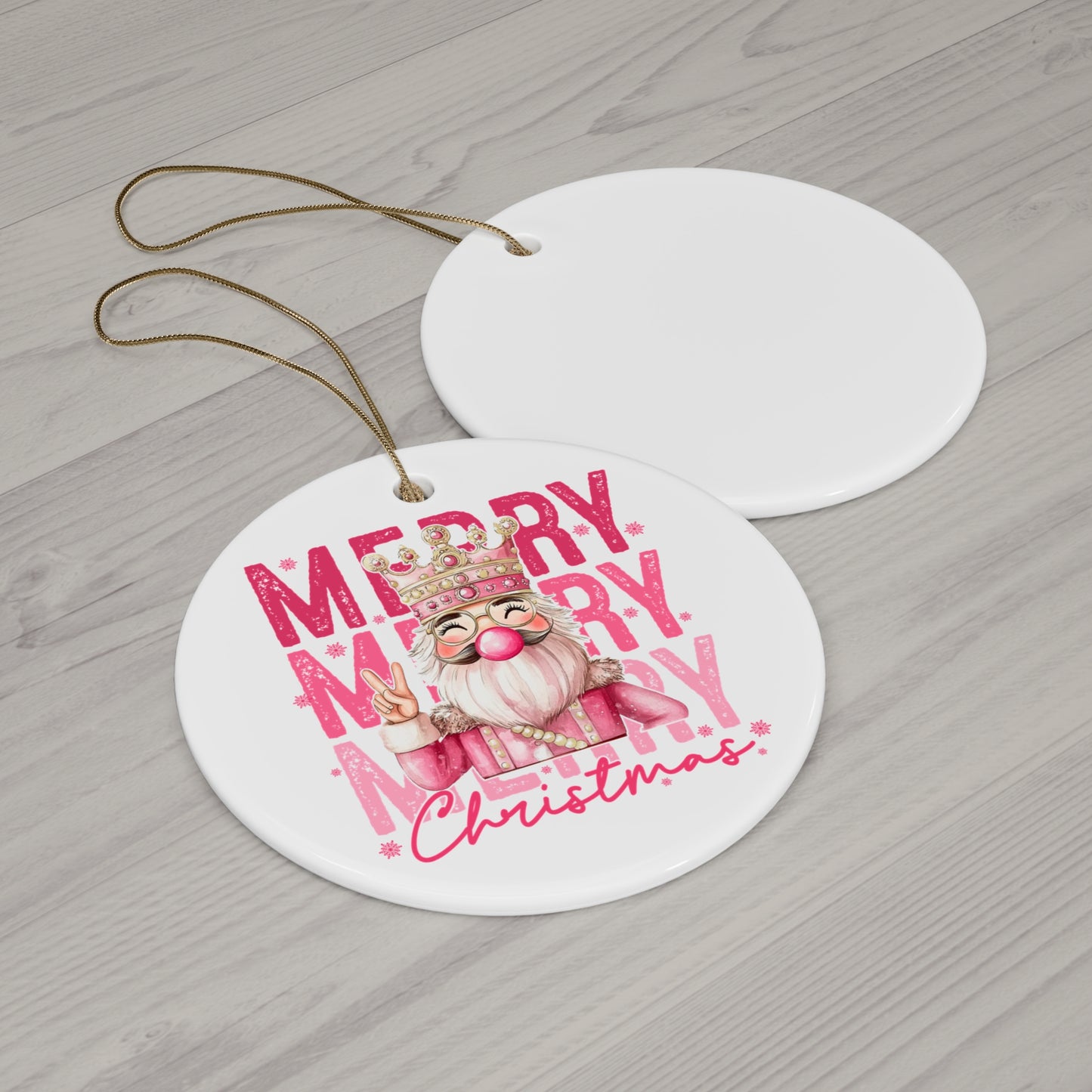 Merry Christmas Ceramic Ornament, Holiday Decor, Gift for Tree, Festive Keepsake, Seasonal Decoration