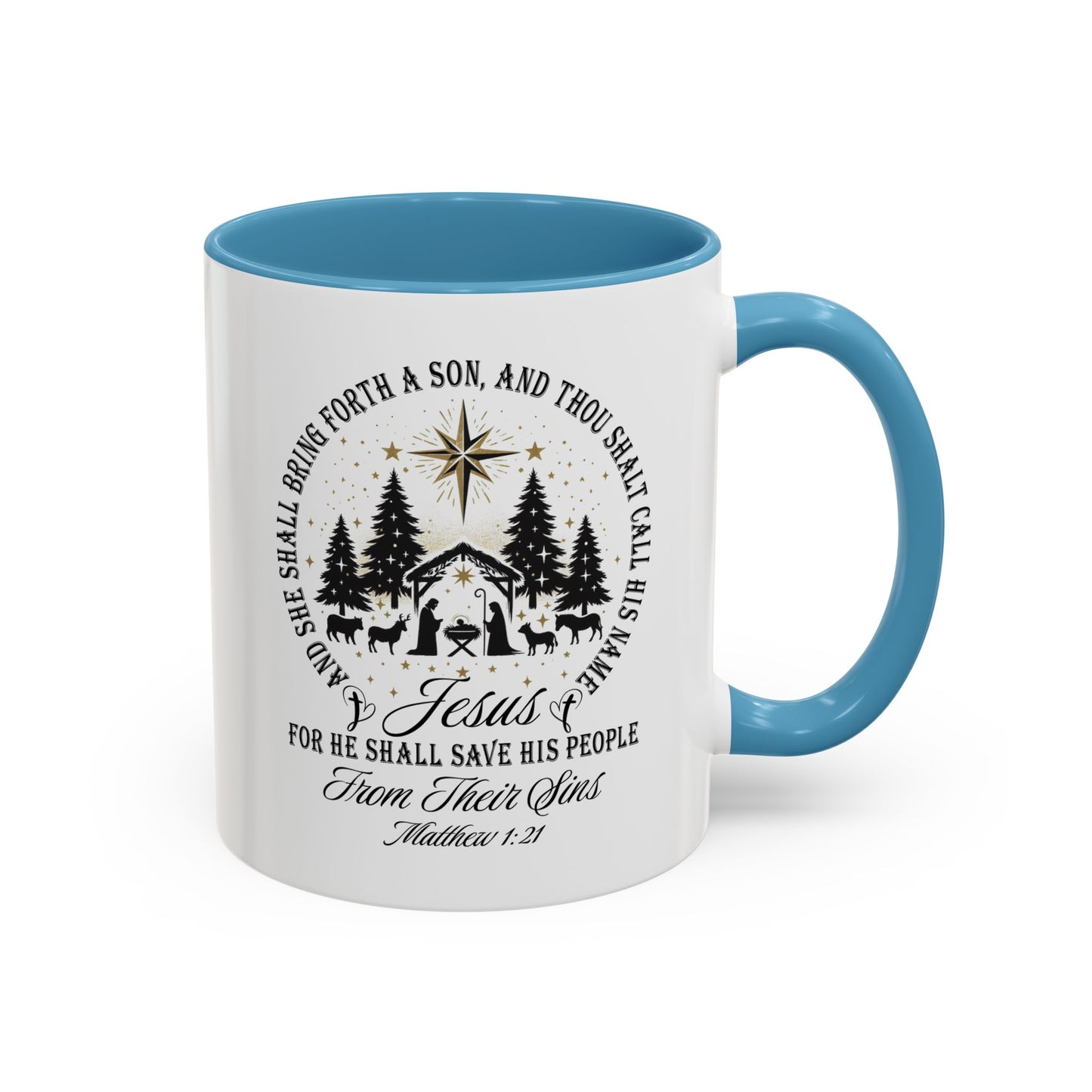 Matthew 1:21 Accent Coffee Mug (11, 15oz)