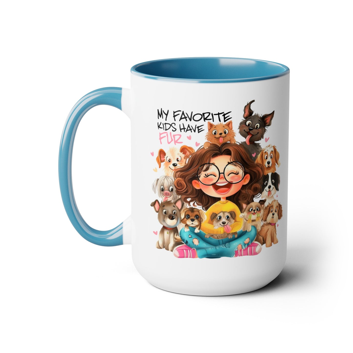 Favorite Kids Have Fur Two-Tone Coffee Mugs, 15oz