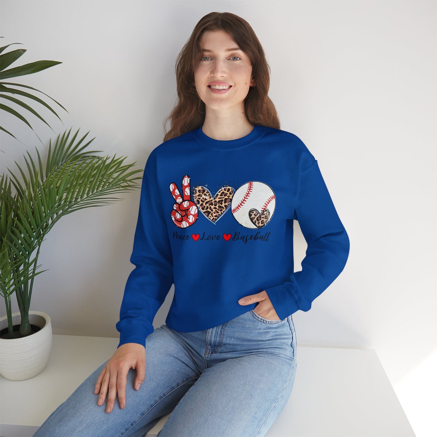 Peace LOVE Baseball Unisex Heavy Blend™ Crewneck Sweatshirt