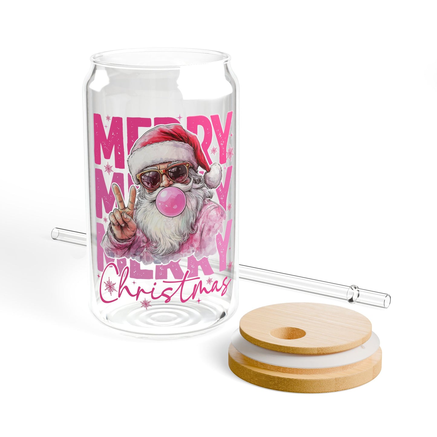 Merry Santa Sipper Glass, 16oz