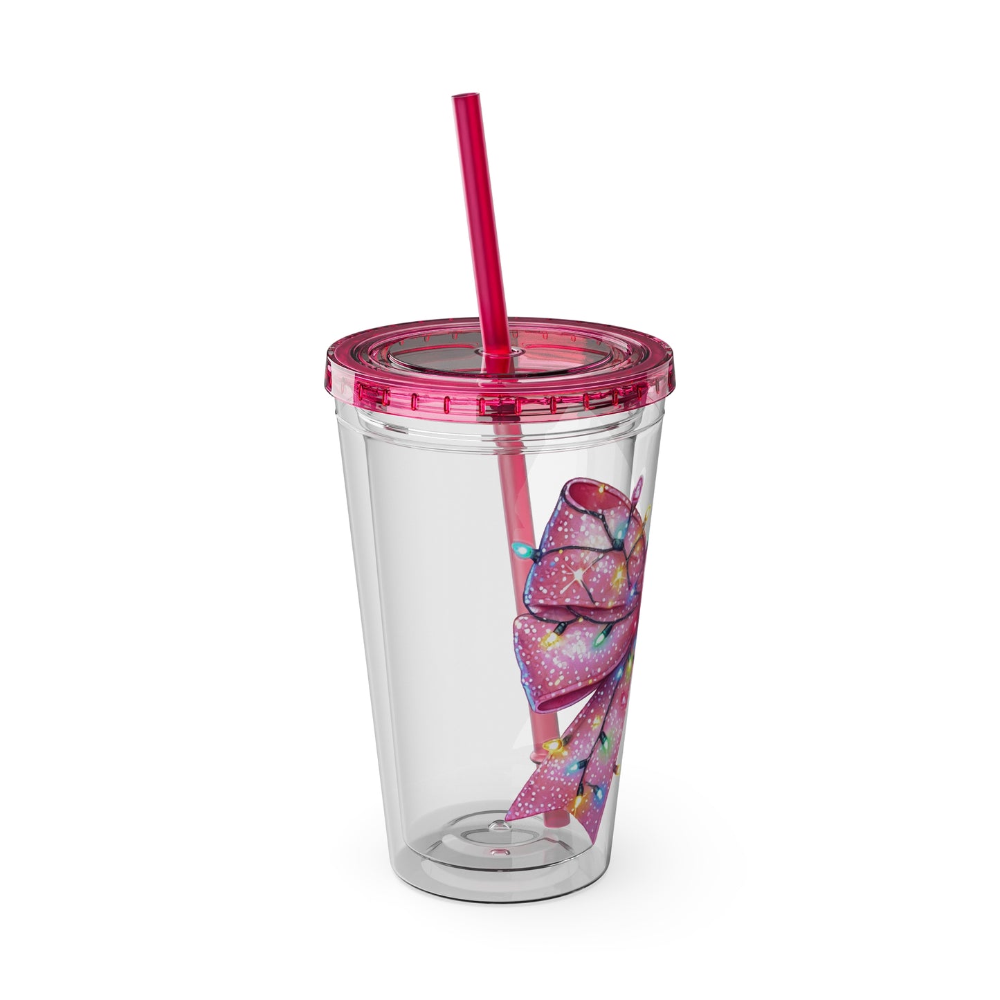 Pink Christmas  Sunsplash Tumbler with Straw, 16oz