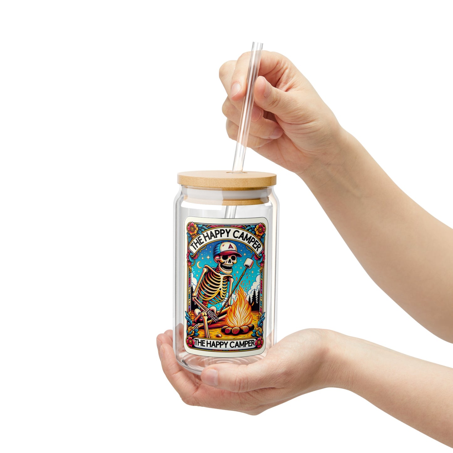 Happy Camper Sipper Glass, 16oz