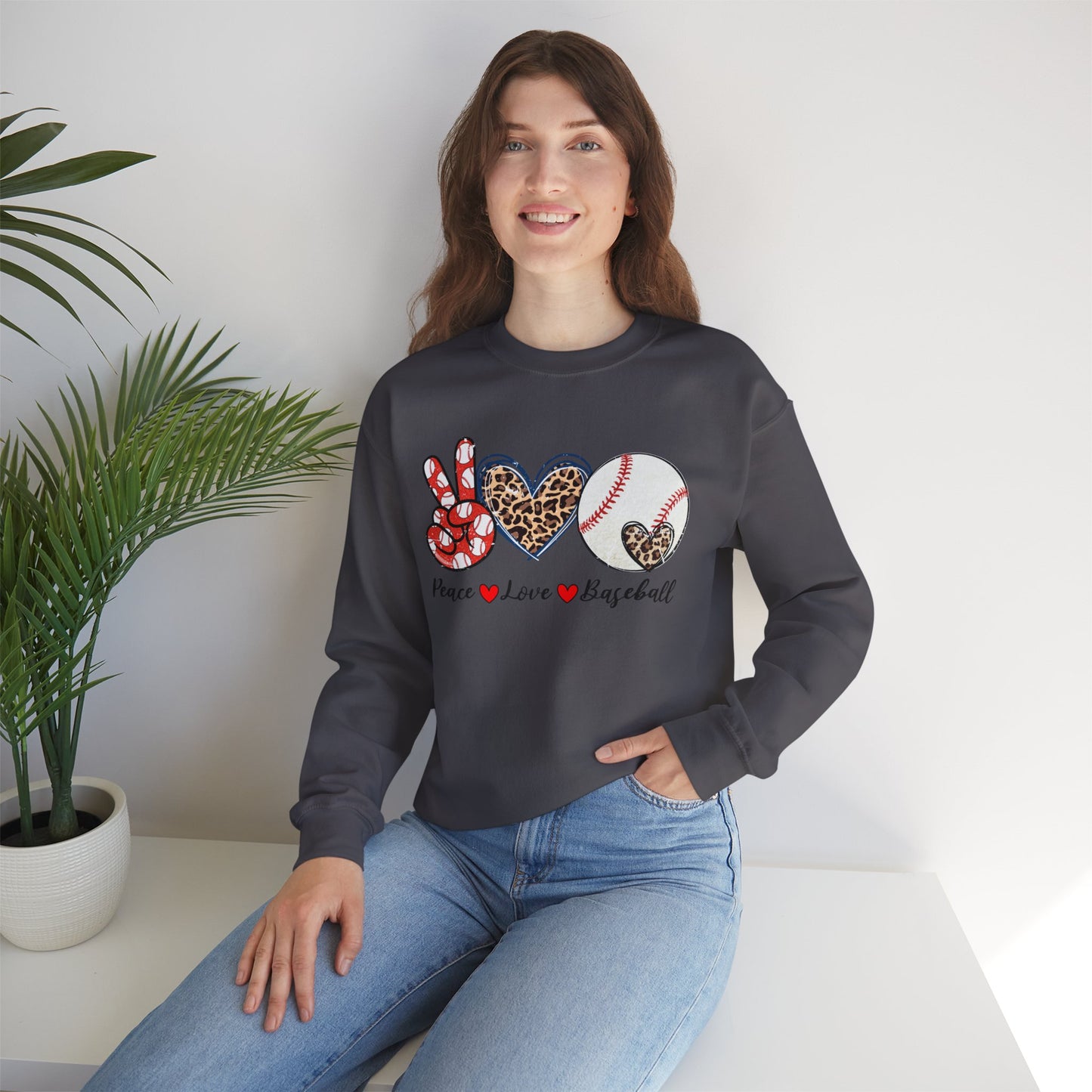 Peace LOVE Baseball Unisex Heavy Blend™ Crewneck Sweatshirt
