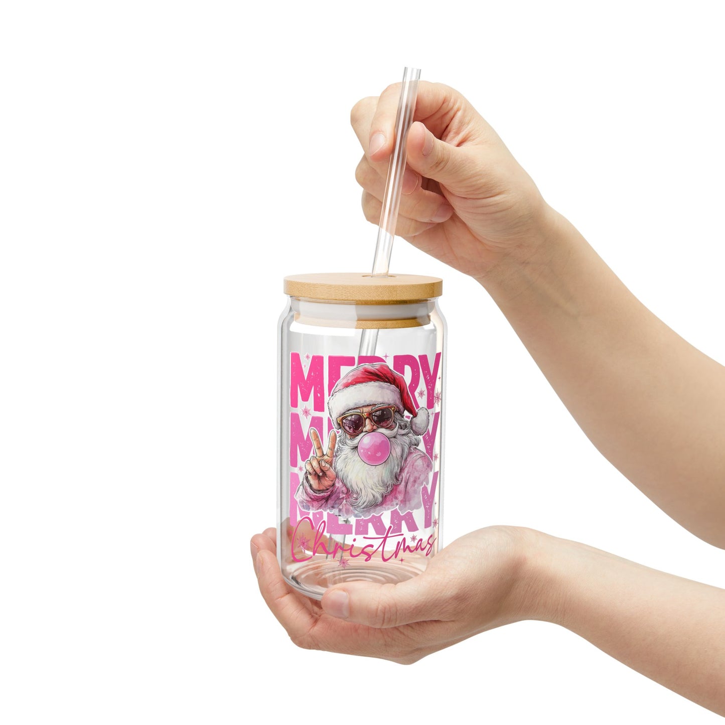 Merry Santa Sipper Glass, 16oz
