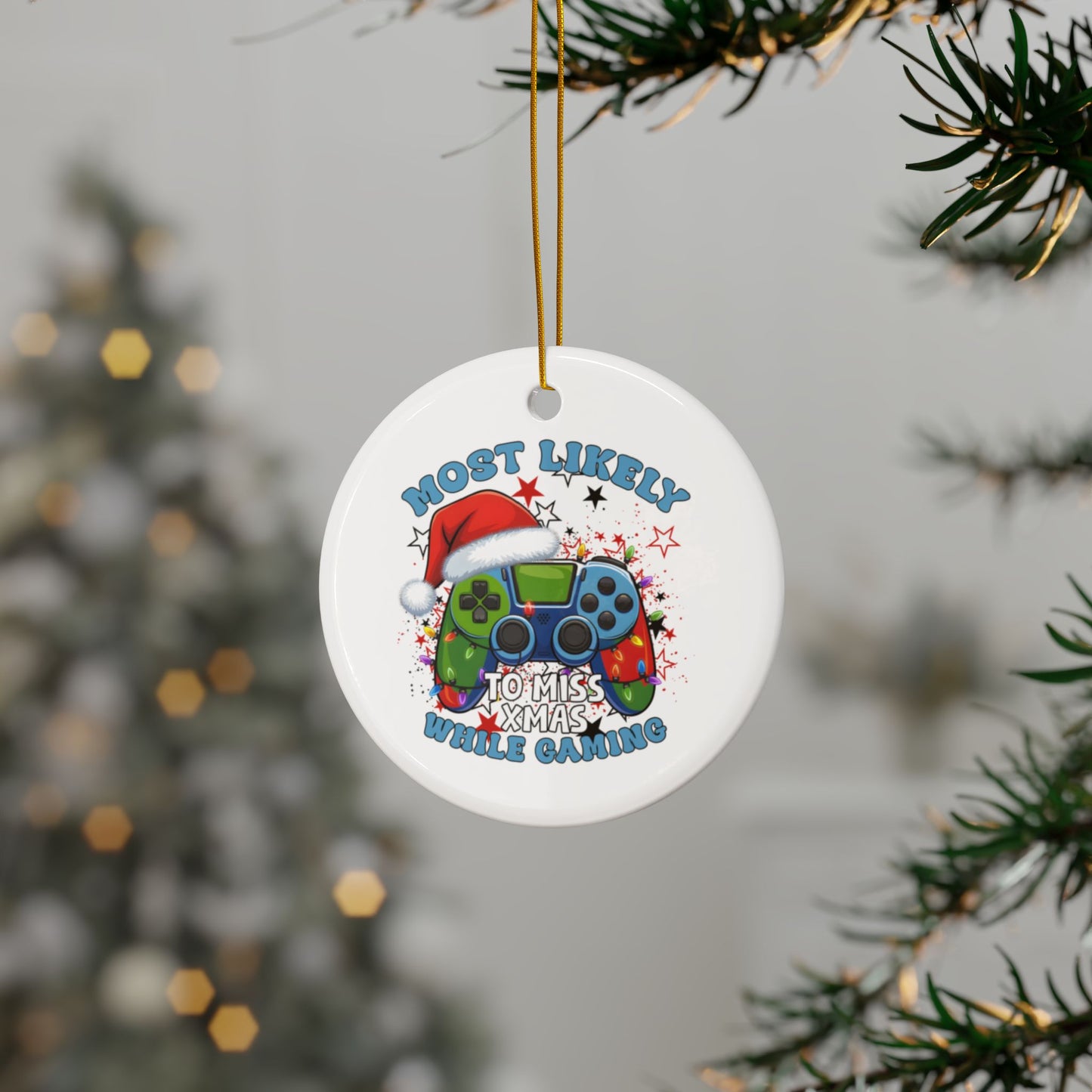 Funny Gamer Ceramic Ornaments - Most Likely to Miss Xmas While Gaming - Perfect Holiday Decor, Gift for Gamers, Christmas Tree [...]