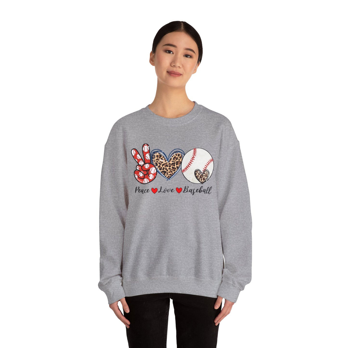 Peace LOVE Baseball Unisex Heavy Blend™ Crewneck Sweatshirt