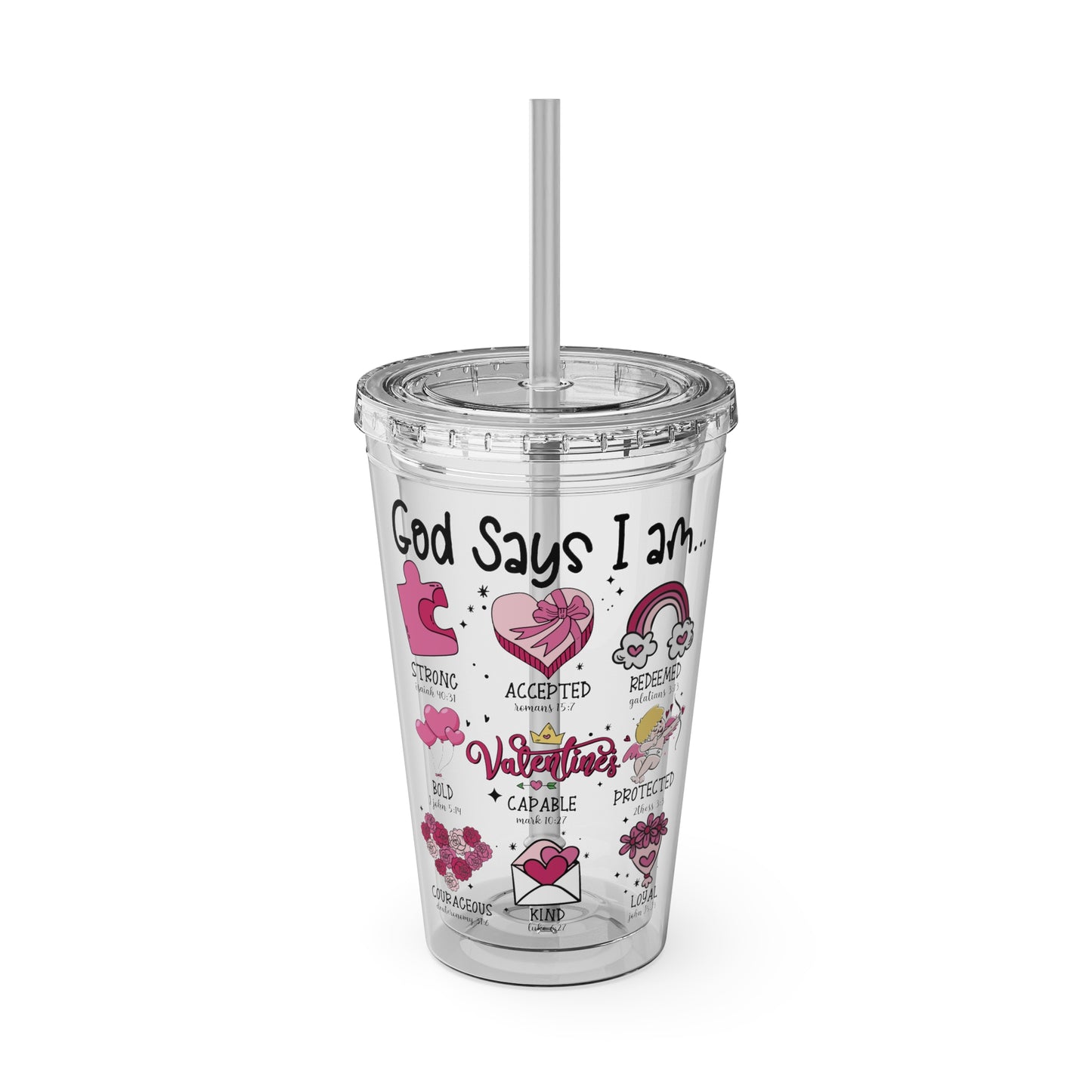 God Says I Am Sunsplash Tumbler with Straw, 16oz