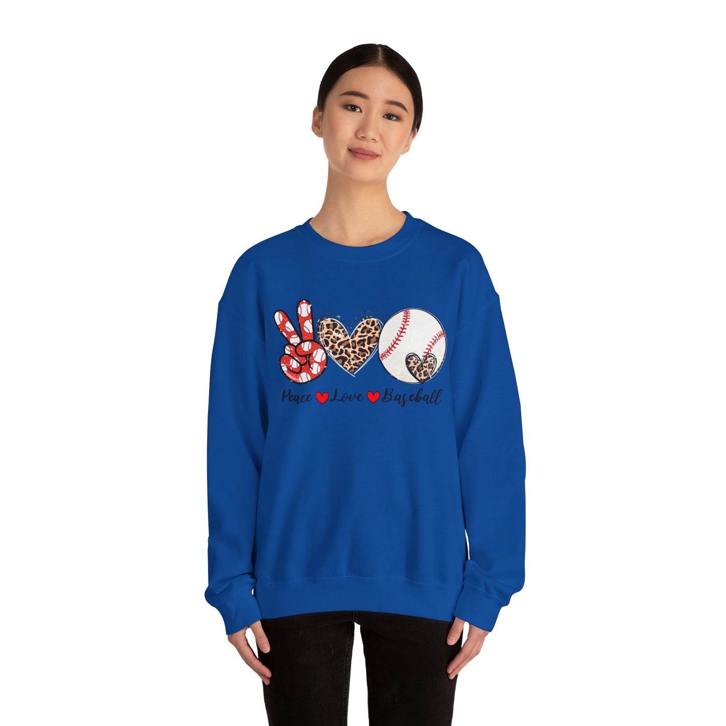 Peace LOVE Baseball Unisex Heavy Blend™ Crewneck Sweatshirt