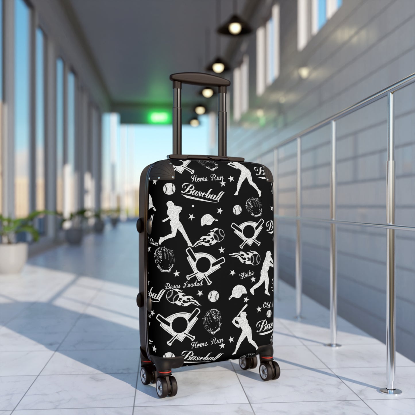 Black and Glitter Baseball Suitcase