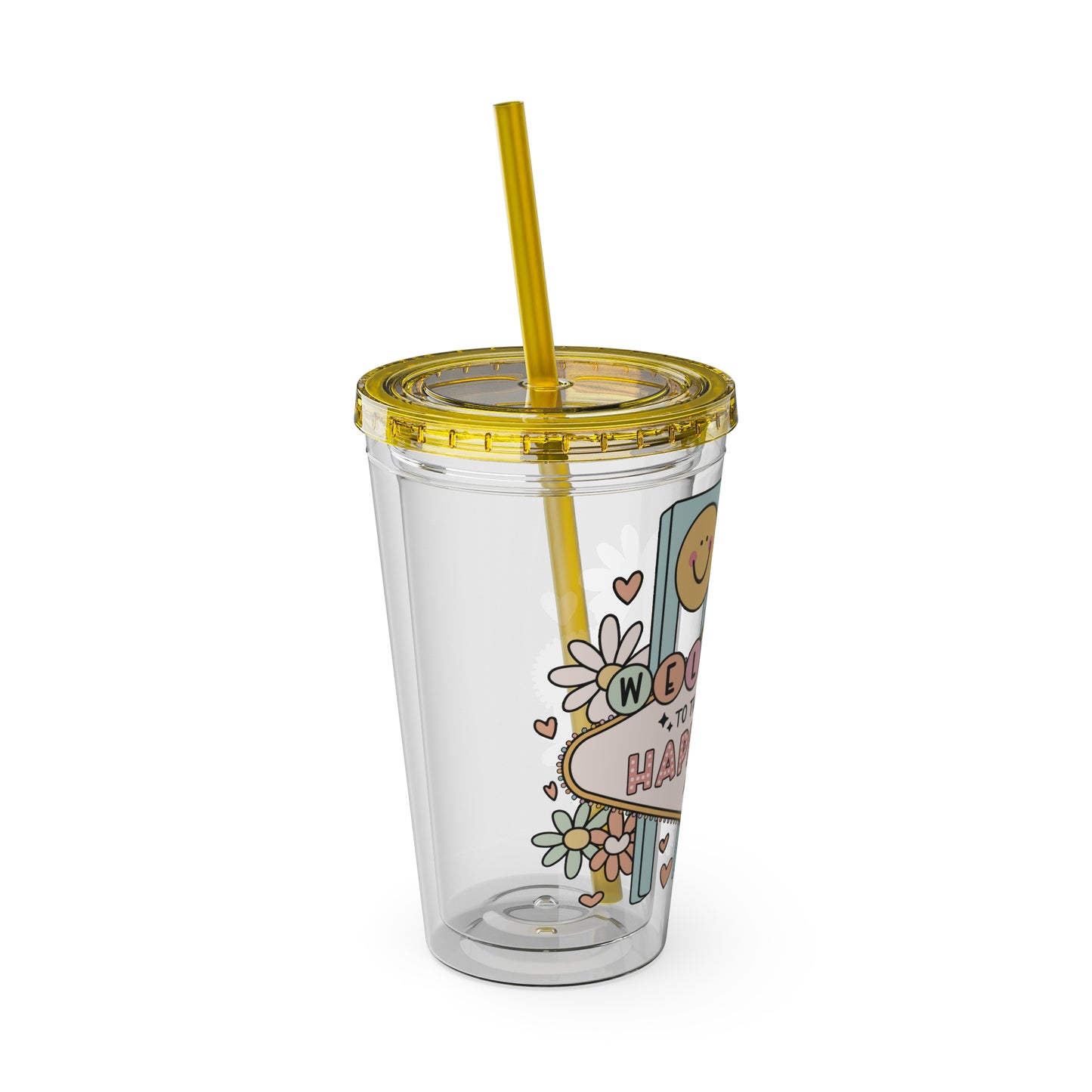 Happy Girl Sunsplash Tumbler with Straw, 16oz
