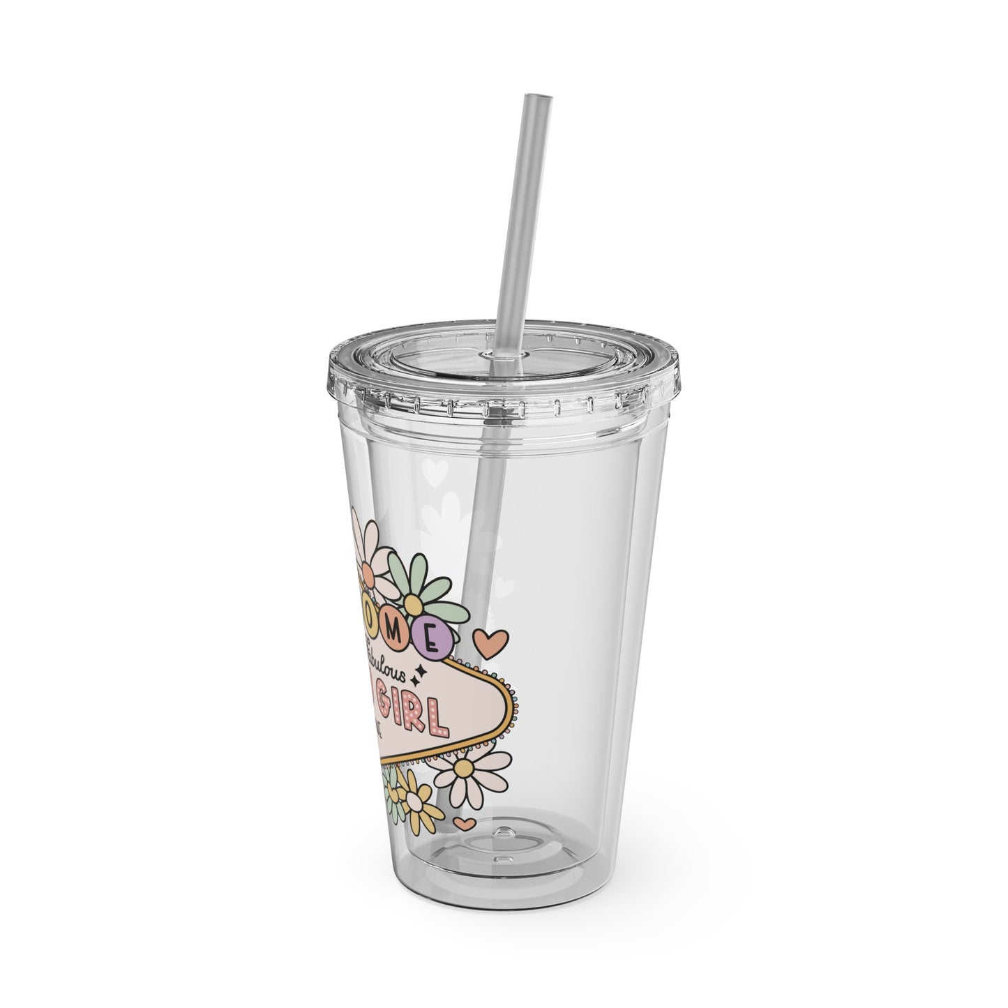 Happy Girl Sunsplash Tumbler with Straw, 16oz