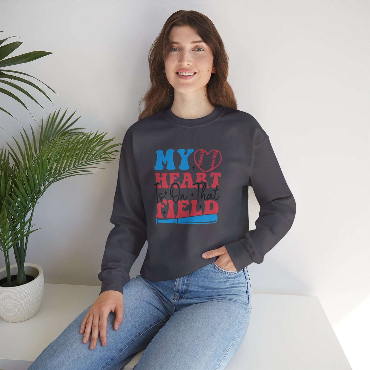 Heart is on that Field Unisex Heavy Blend™ Crewneck Sweatshirt