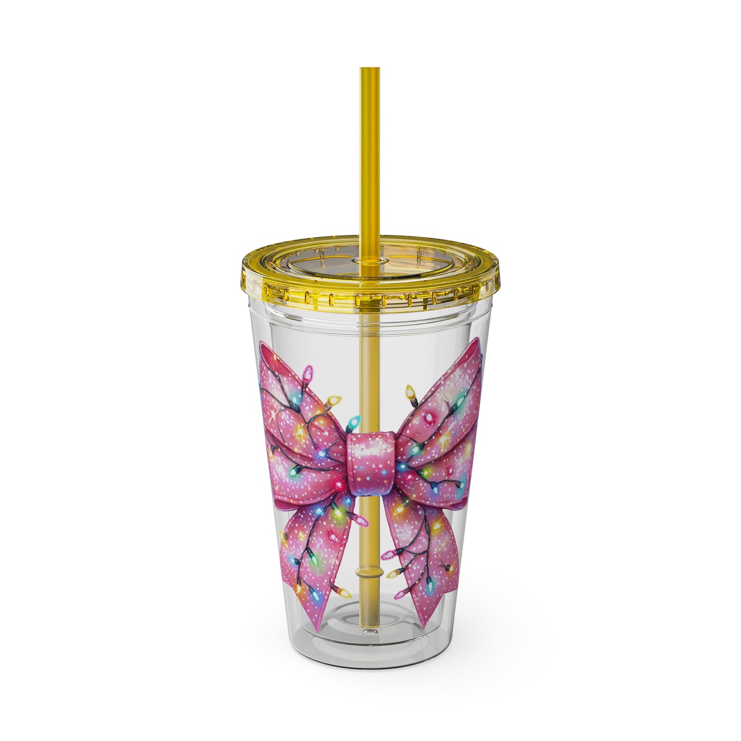 Pink Christmas  Sunsplash Tumbler with Straw, 16oz