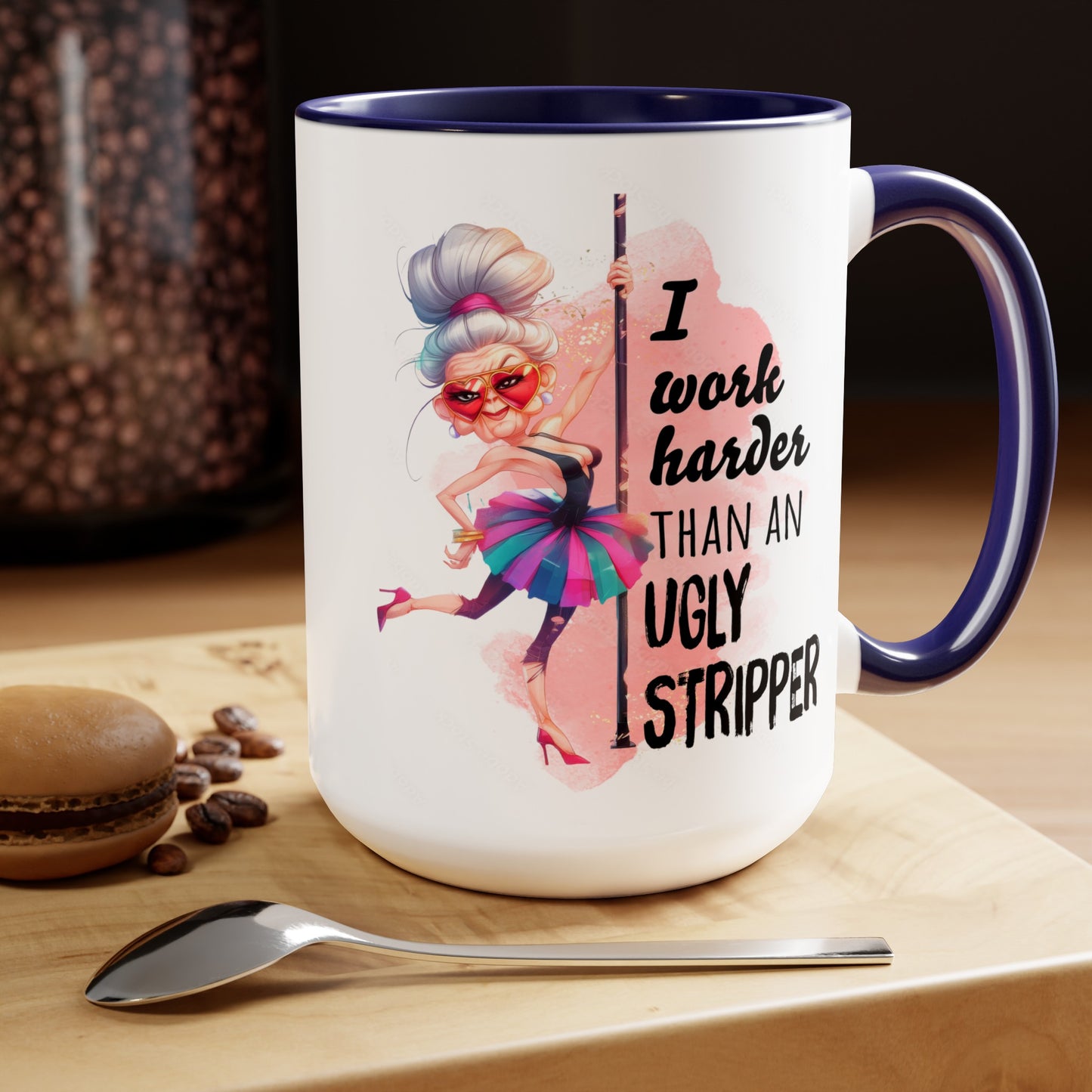 Work Harder Two-Tone Coffee Mugs, 15oz