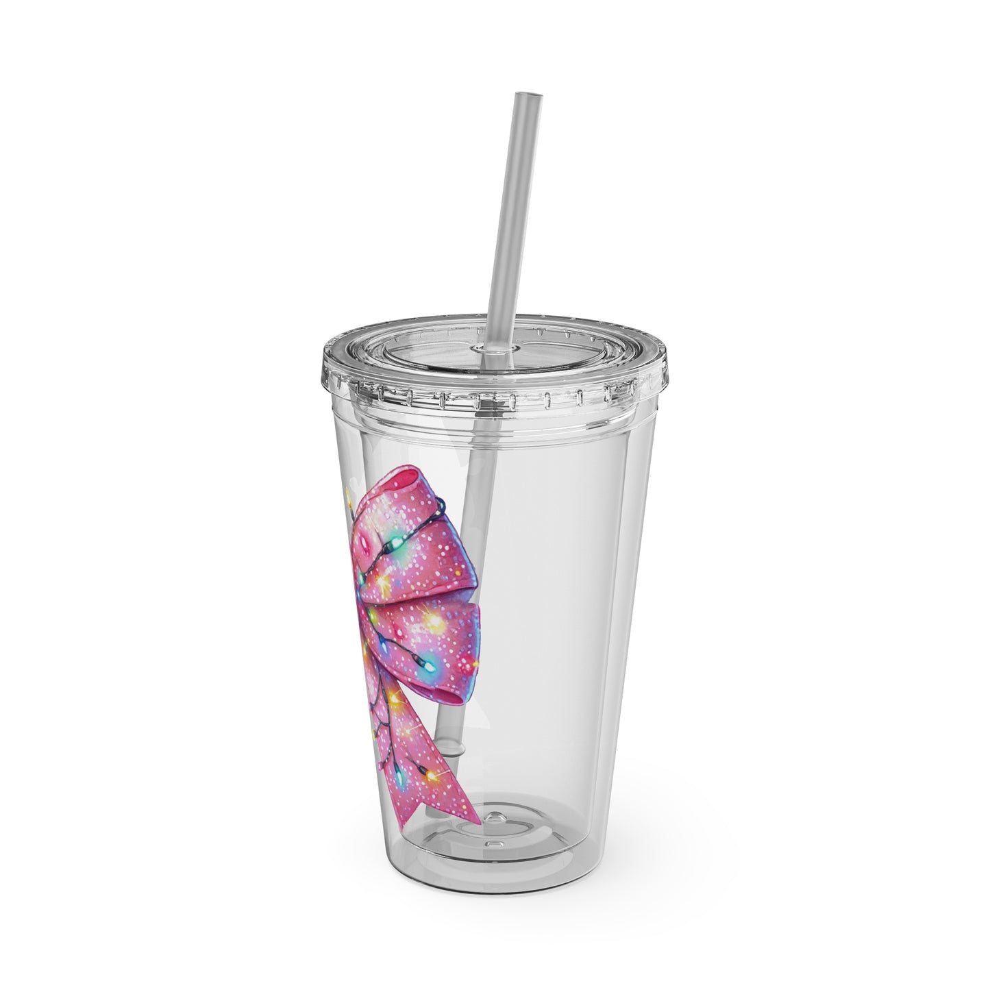 Pink Christmas  Sunsplash Tumbler with Straw, 16oz