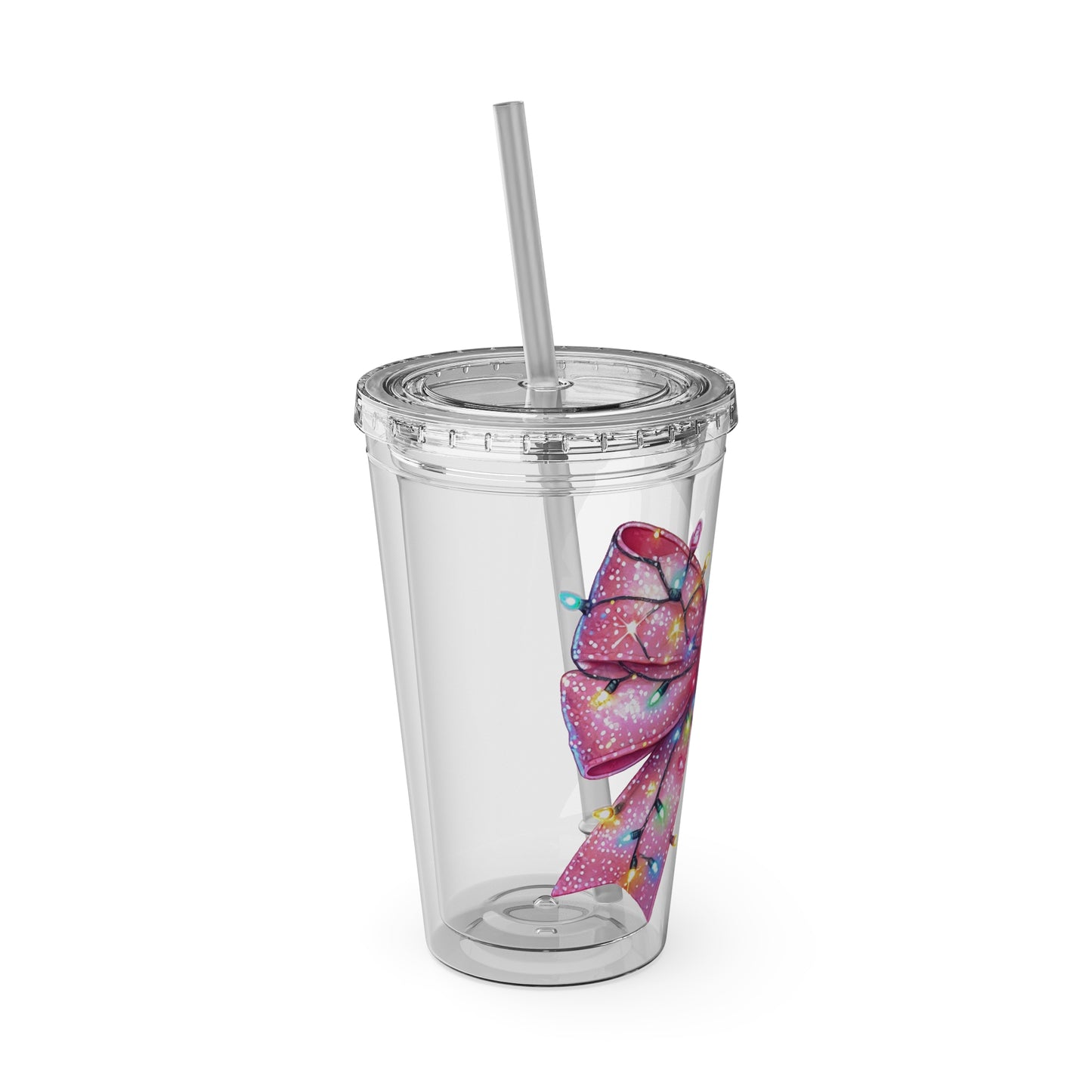 Pink Christmas  Sunsplash Tumbler with Straw, 16oz