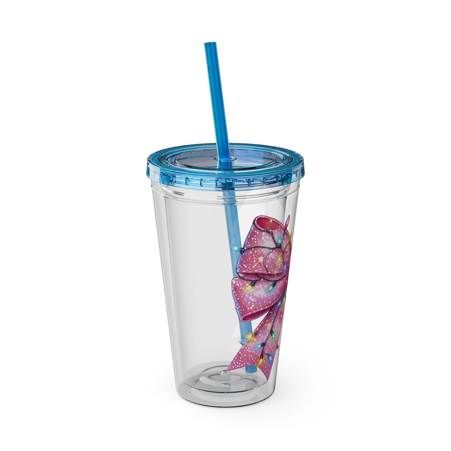 Pink Christmas  Sunsplash Tumbler with Straw, 16oz