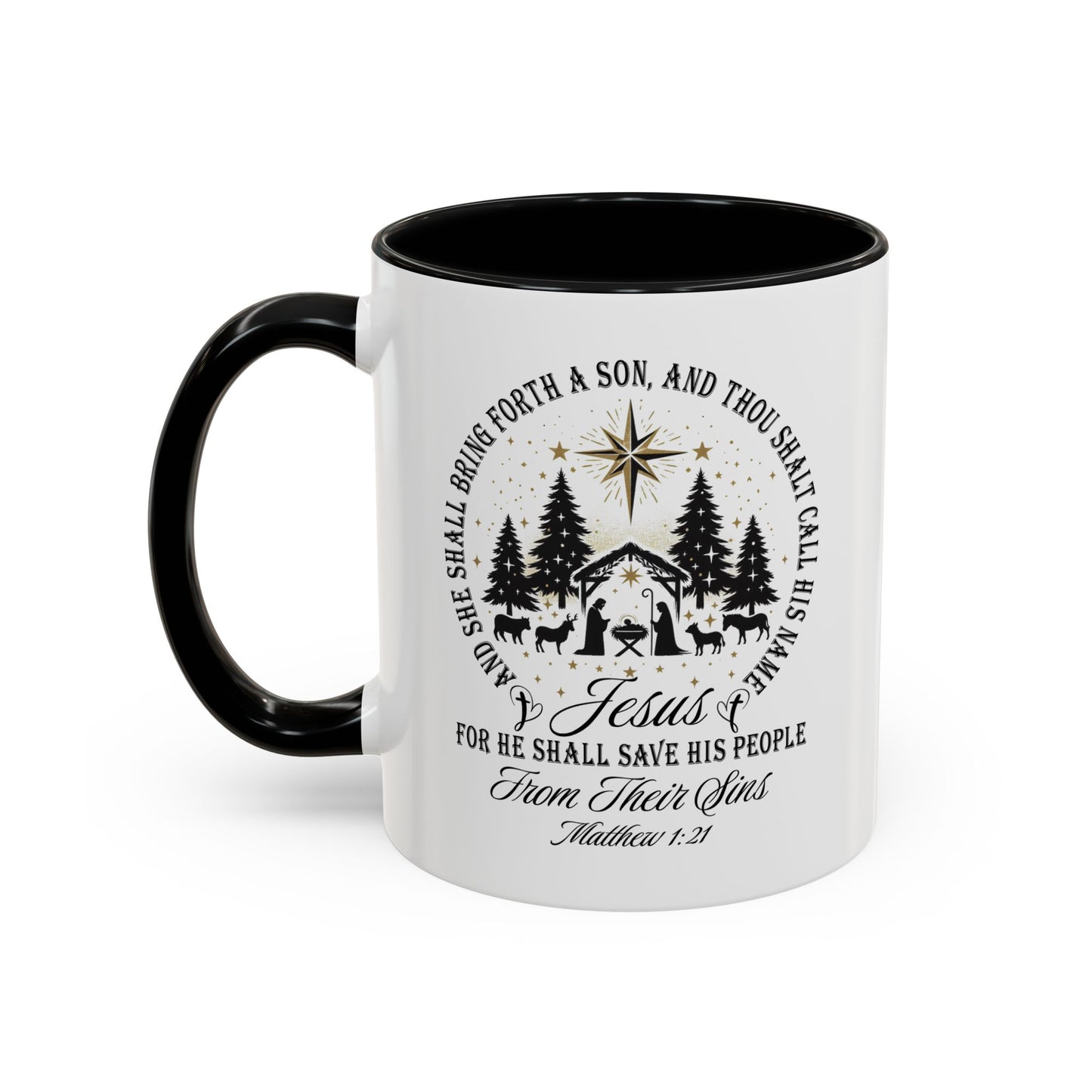 Matthew 1:21 Accent Coffee Mug (11, 15oz)