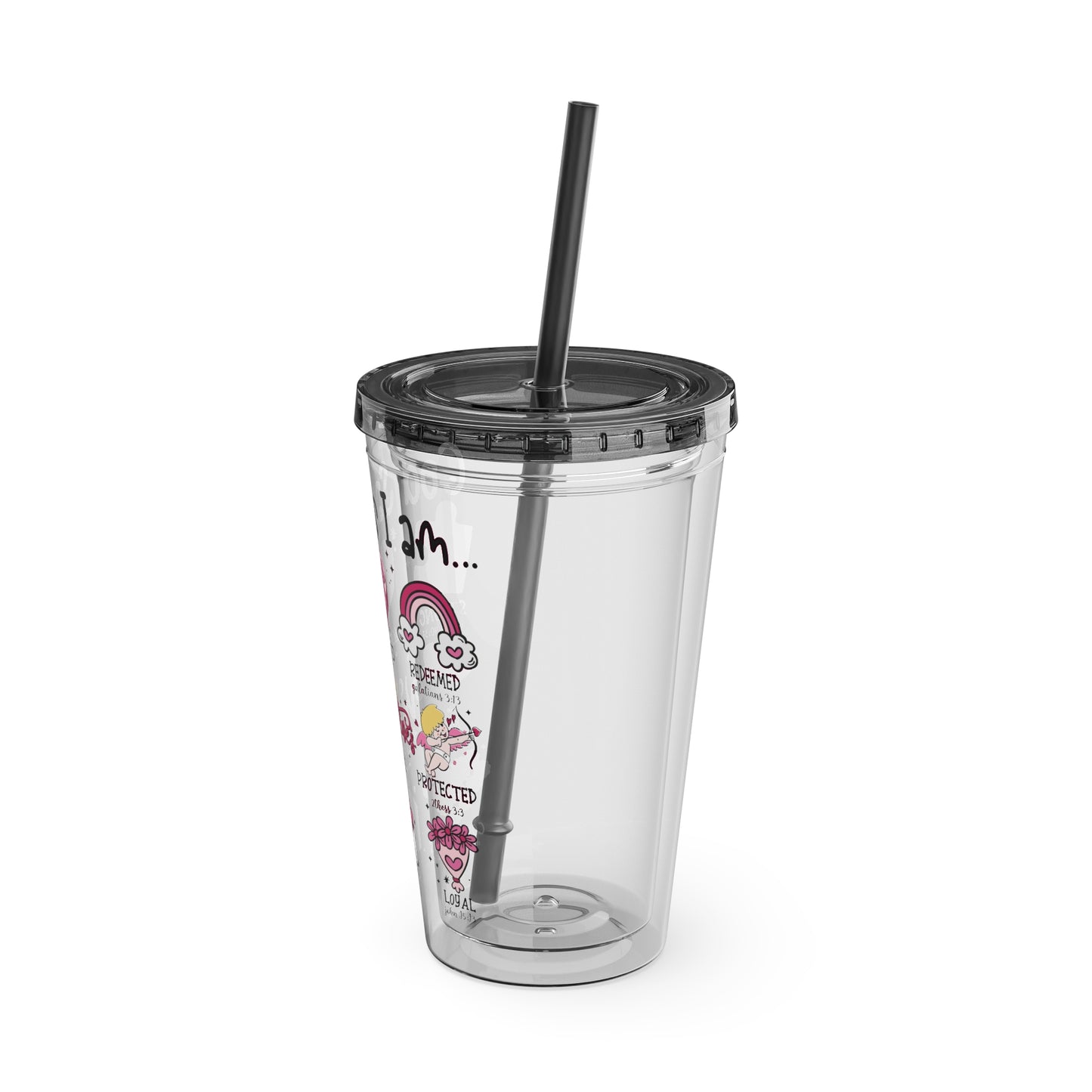 God Says I Am Sunsplash Tumbler with Straw, 16oz