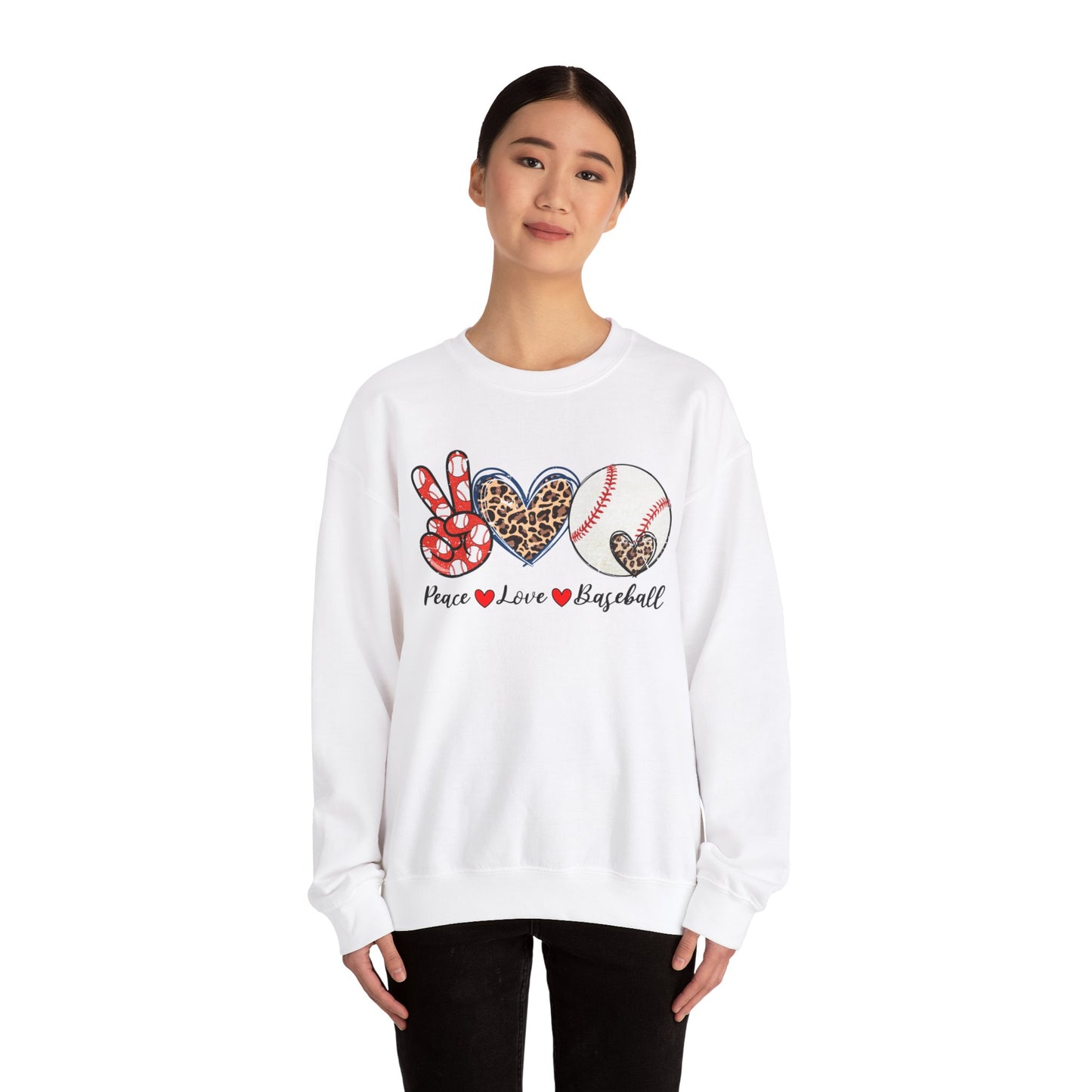 Peace LOVE Baseball Unisex Heavy Blend™ Crewneck Sweatshirt