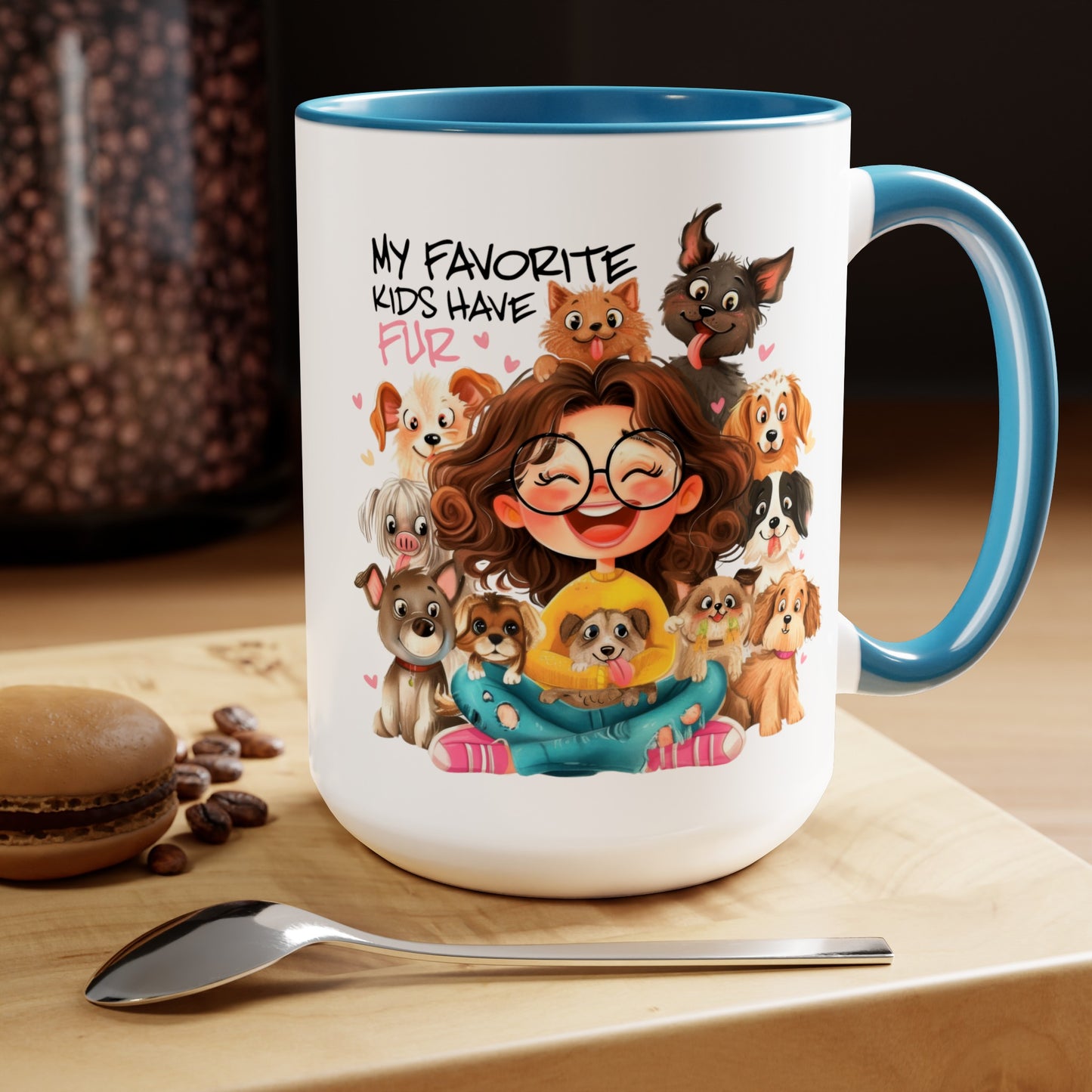 Favorite Kids Have Fur Two-Tone Coffee Mugs, 15oz