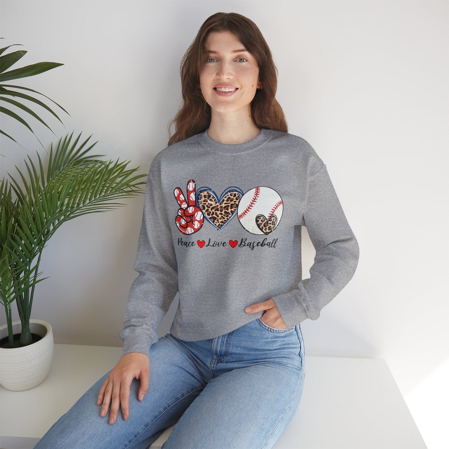 Peace LOVE Baseball Unisex Heavy Blend™ Crewneck Sweatshirt