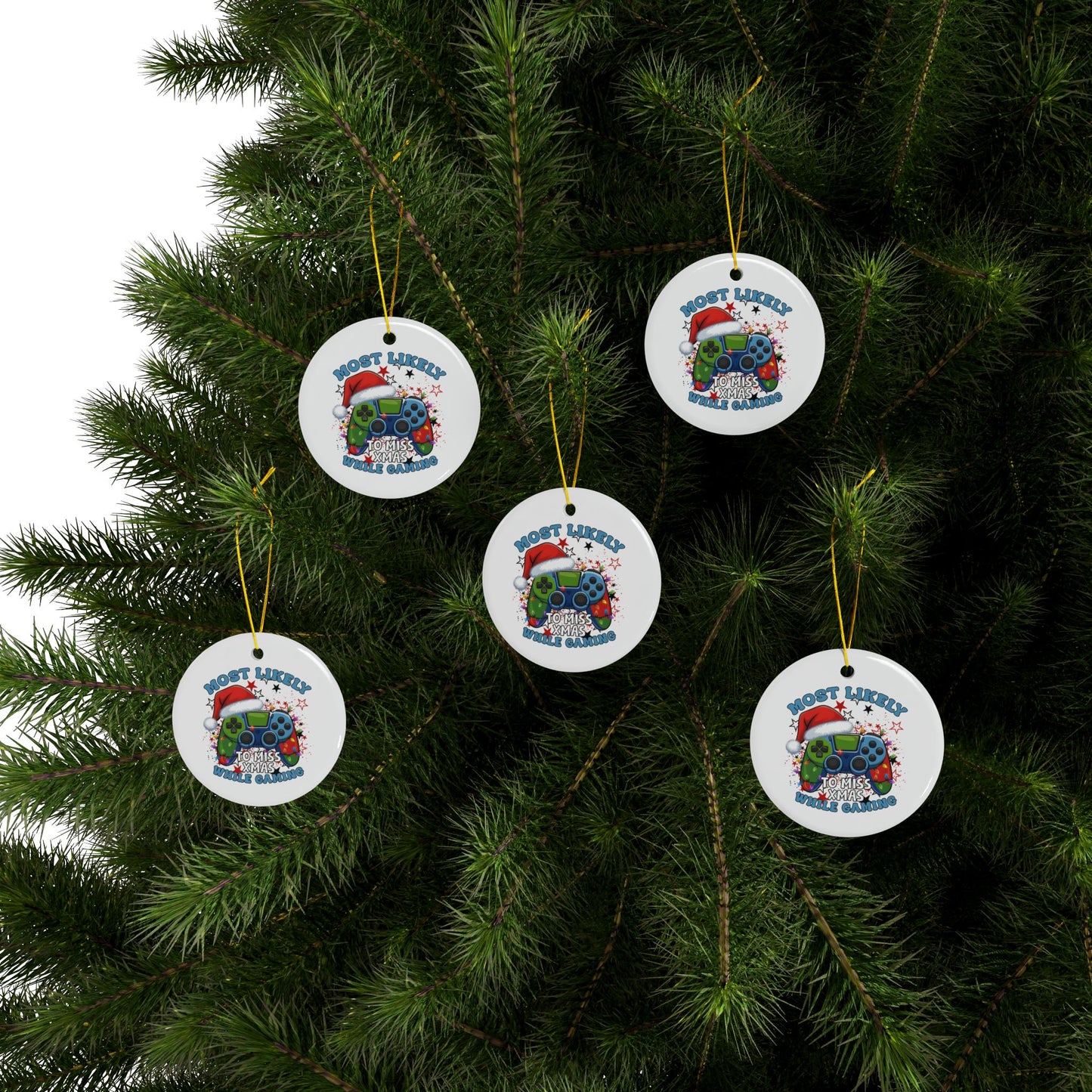Funny Gamer Ceramic Ornaments - Most Likely to Miss Xmas While Gaming - Perfect Holiday Decor, Gift for Gamers, Christmas Tree [...]